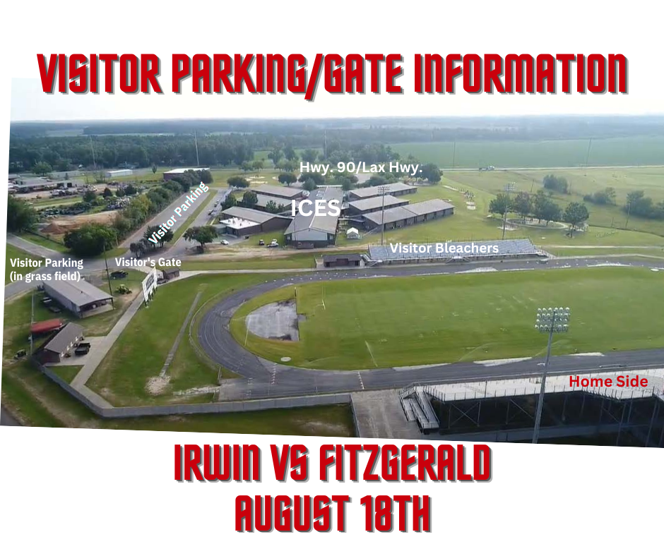 Visitor Parking/Gate Information at Irwin vs Fitzgerald Football Game