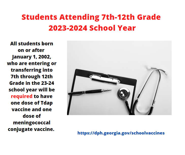 Students Entering 7th Grade 23/24 School Year and Required Vaccines