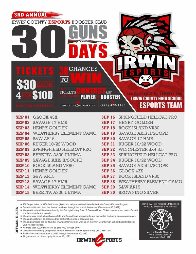 Irwin County Esports 3rd Annual Fundraiser