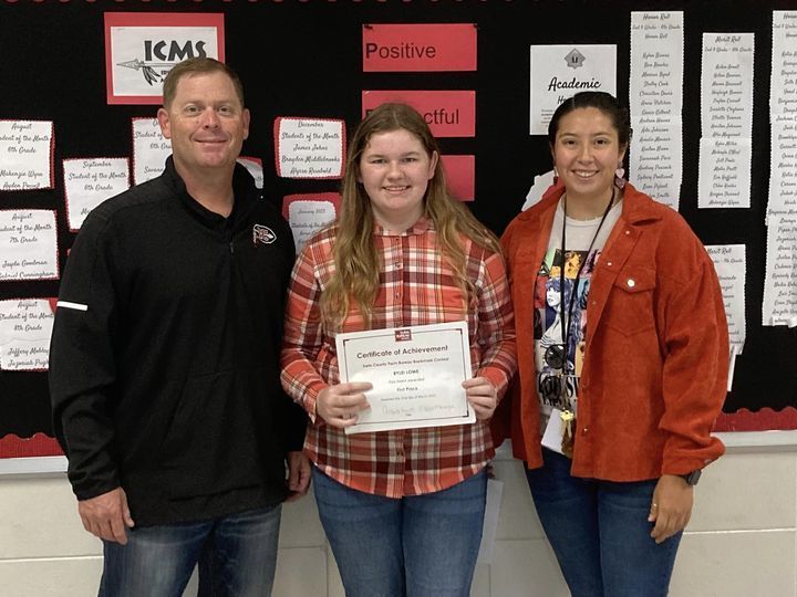 ​Congratulations to Rylei Lowe on winning the county level Georgia Farm Bureau Bookmark contest. She was presented with a certificate and a check from the Irwin County Farm Bureau!