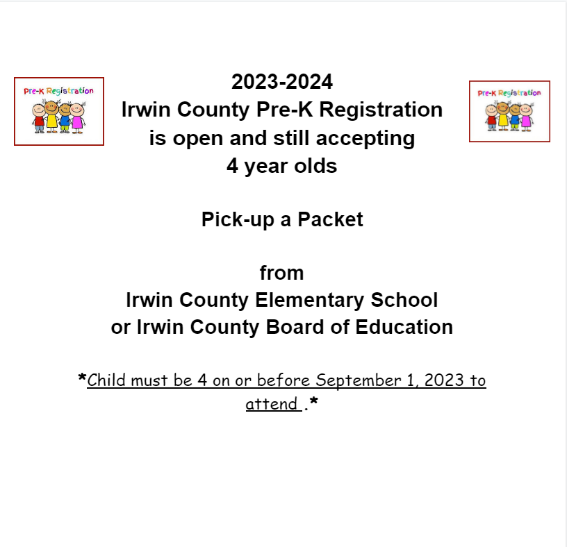 Irwin County 2023-2024 Pre-K Registration