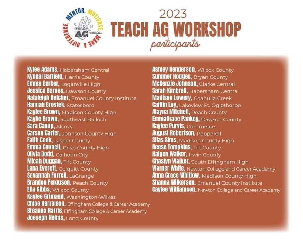 GA FFA Teach AG Workshop Participants 