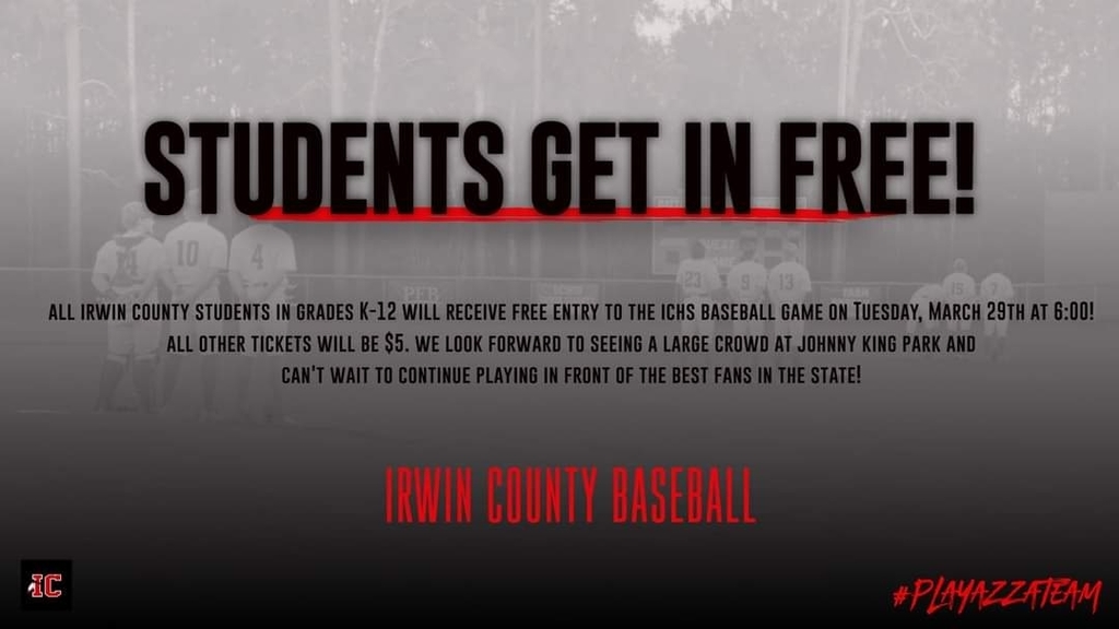 ICHS Varsity Baseball Game Tuesday, March 29th
