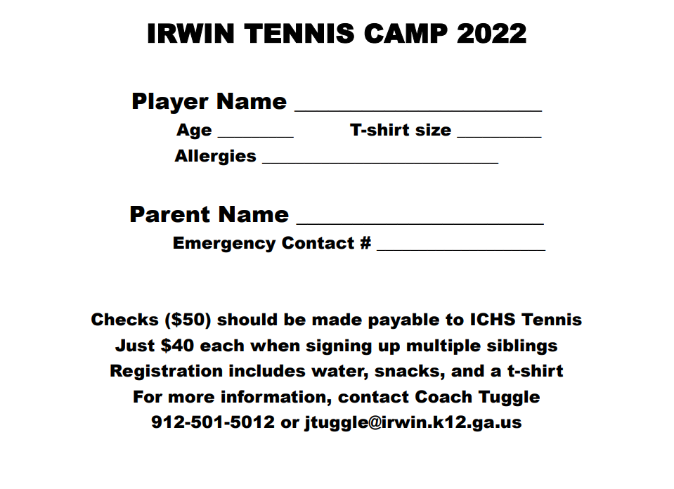 Tennis Camp Form