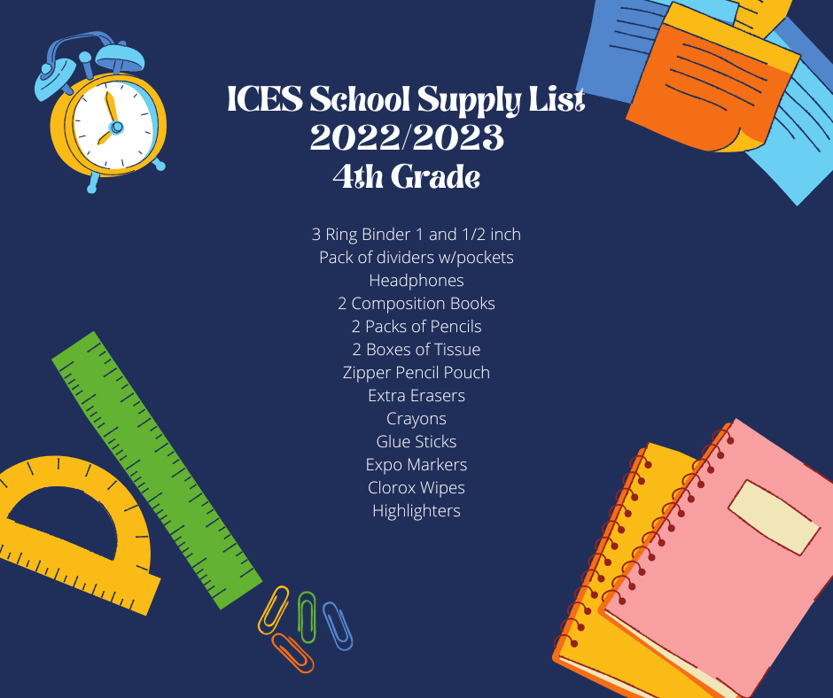 4th Grade 2022-2023 School Supply List