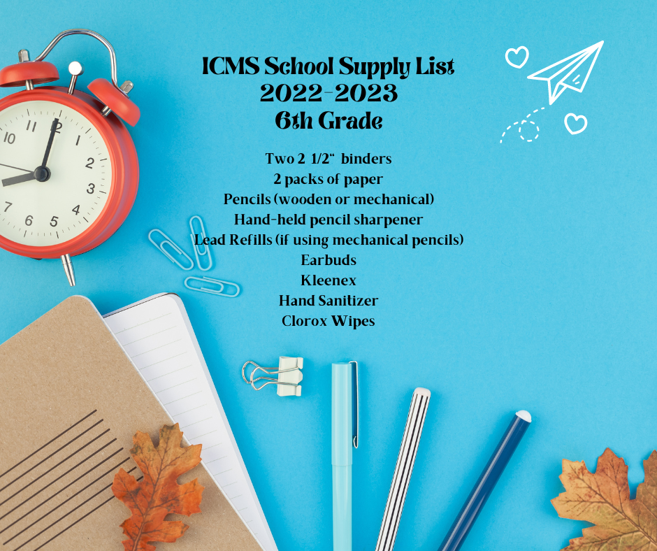 6th Grade 2022-2023 School Supply List