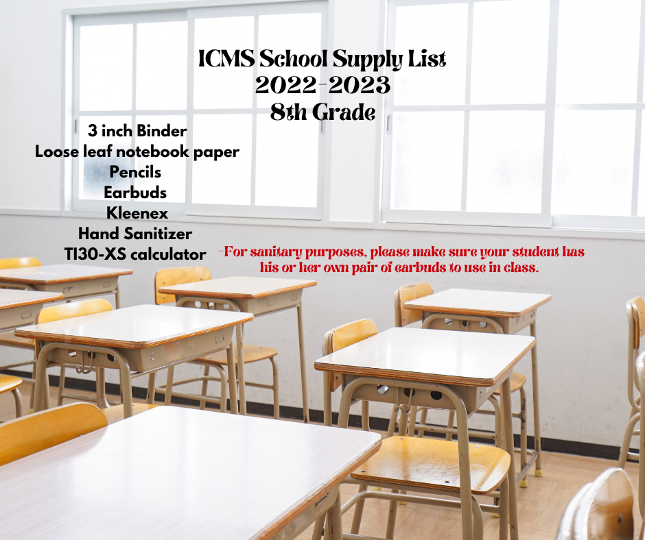 8th Grade 2022-2023 School Supply List