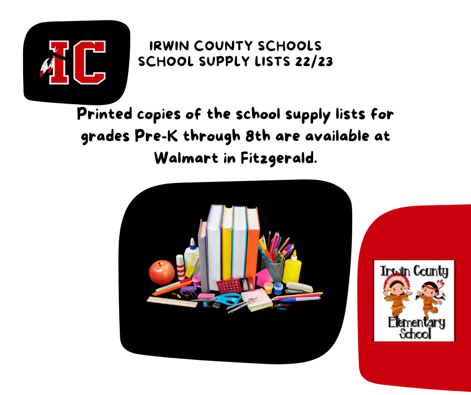 ICSS School Supply Lists available at Fitzgerald's Walmart