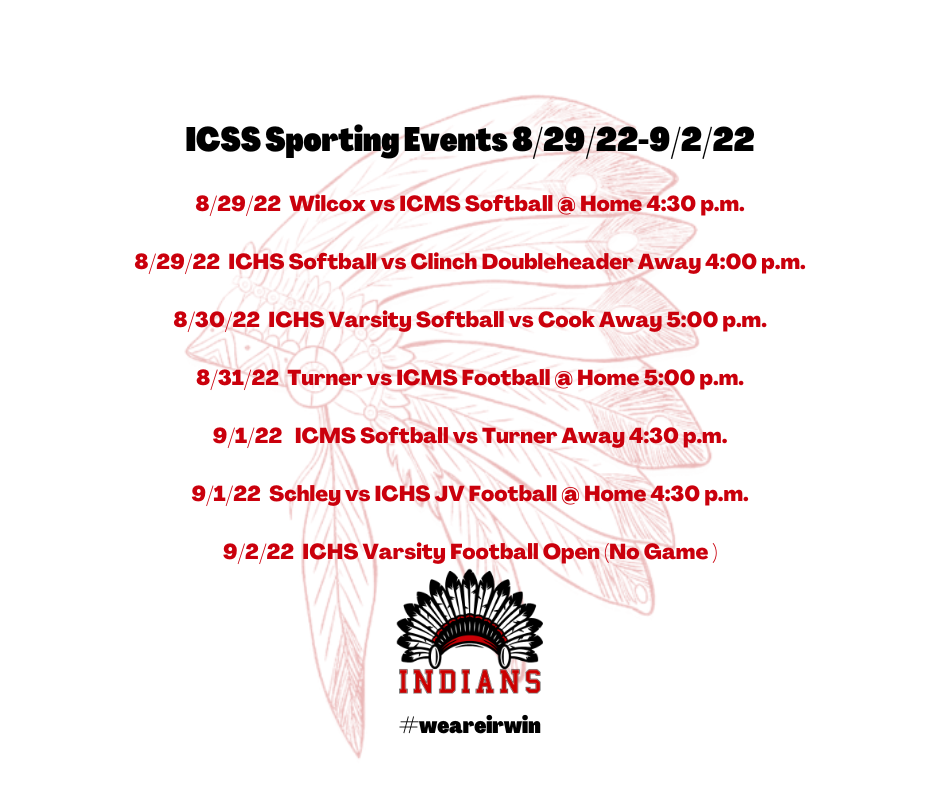 ICSS Sporting Events 8/29/22-9/2/22