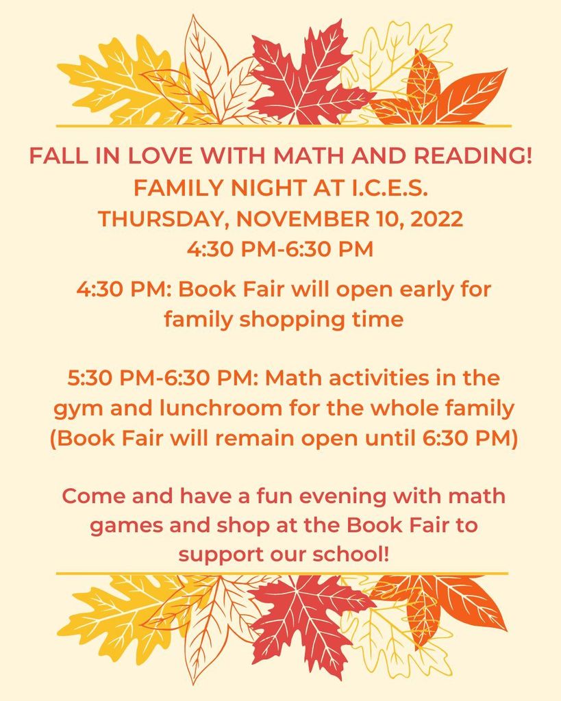 ICES Fall Family Night 10/10/22