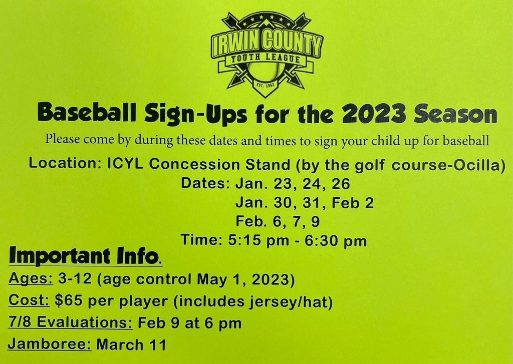 Irwin County Youth League Baseball